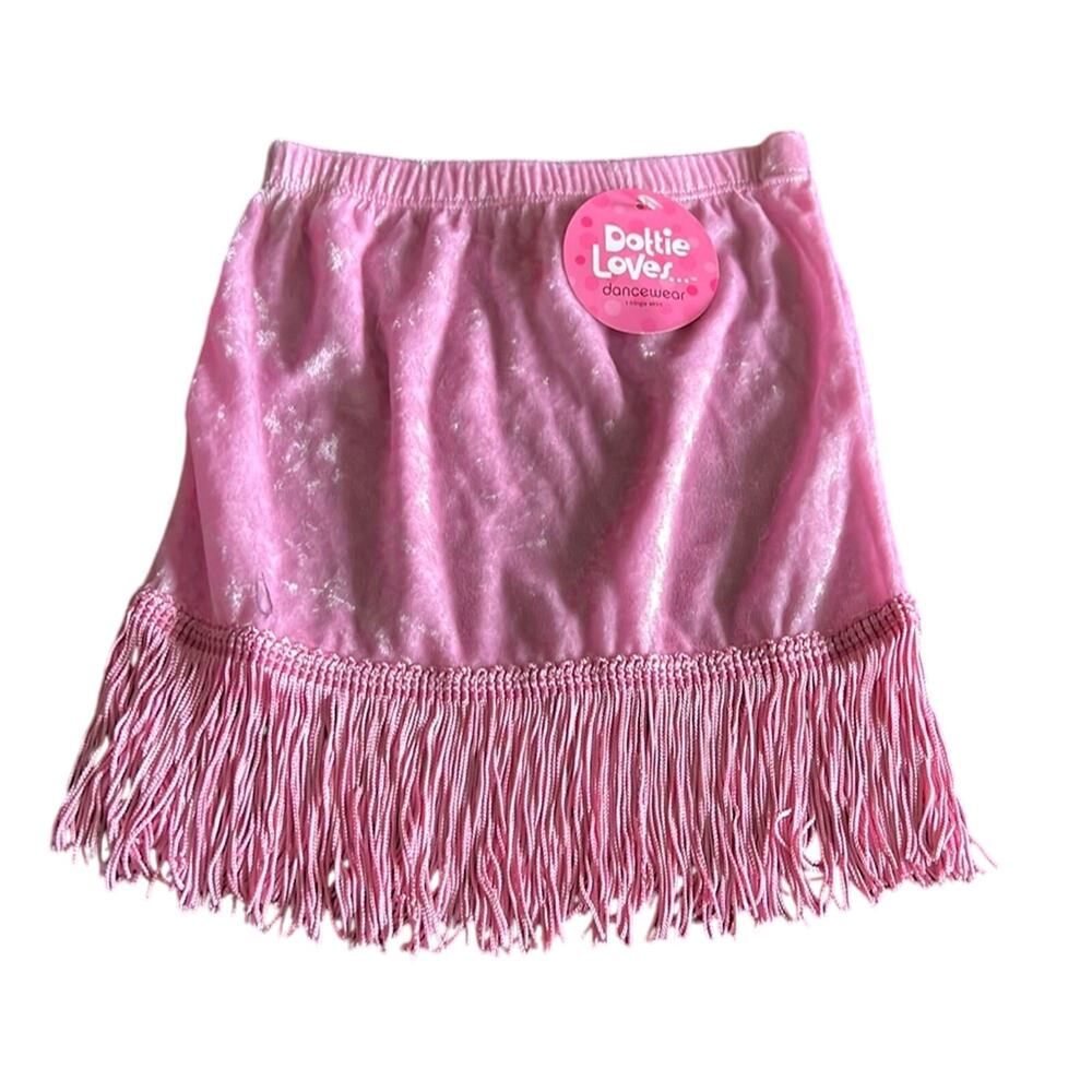Dottie Loves Dancewear Pink Fringed Skirt Girls XS 4/5 Dress Up Costume Fancy